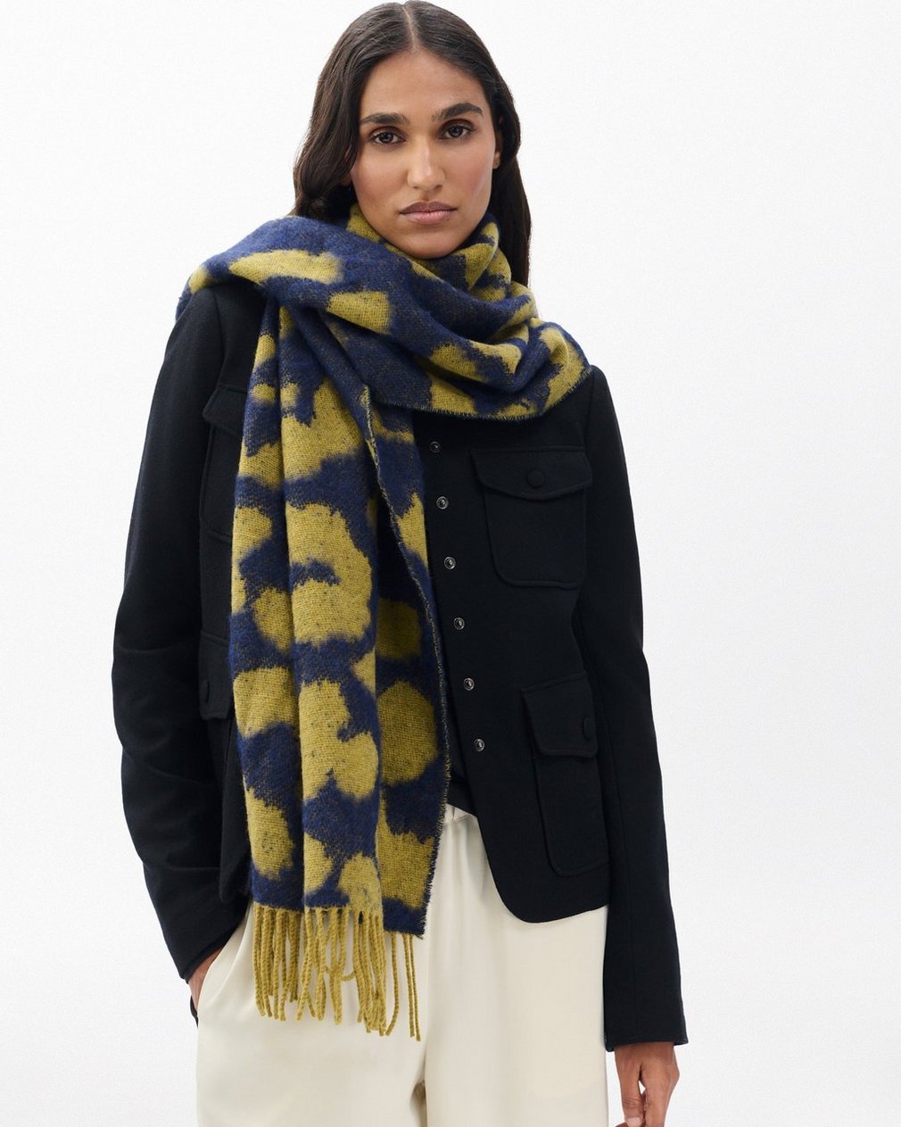 Piper Leopard-Print Scarf - Lime Multi