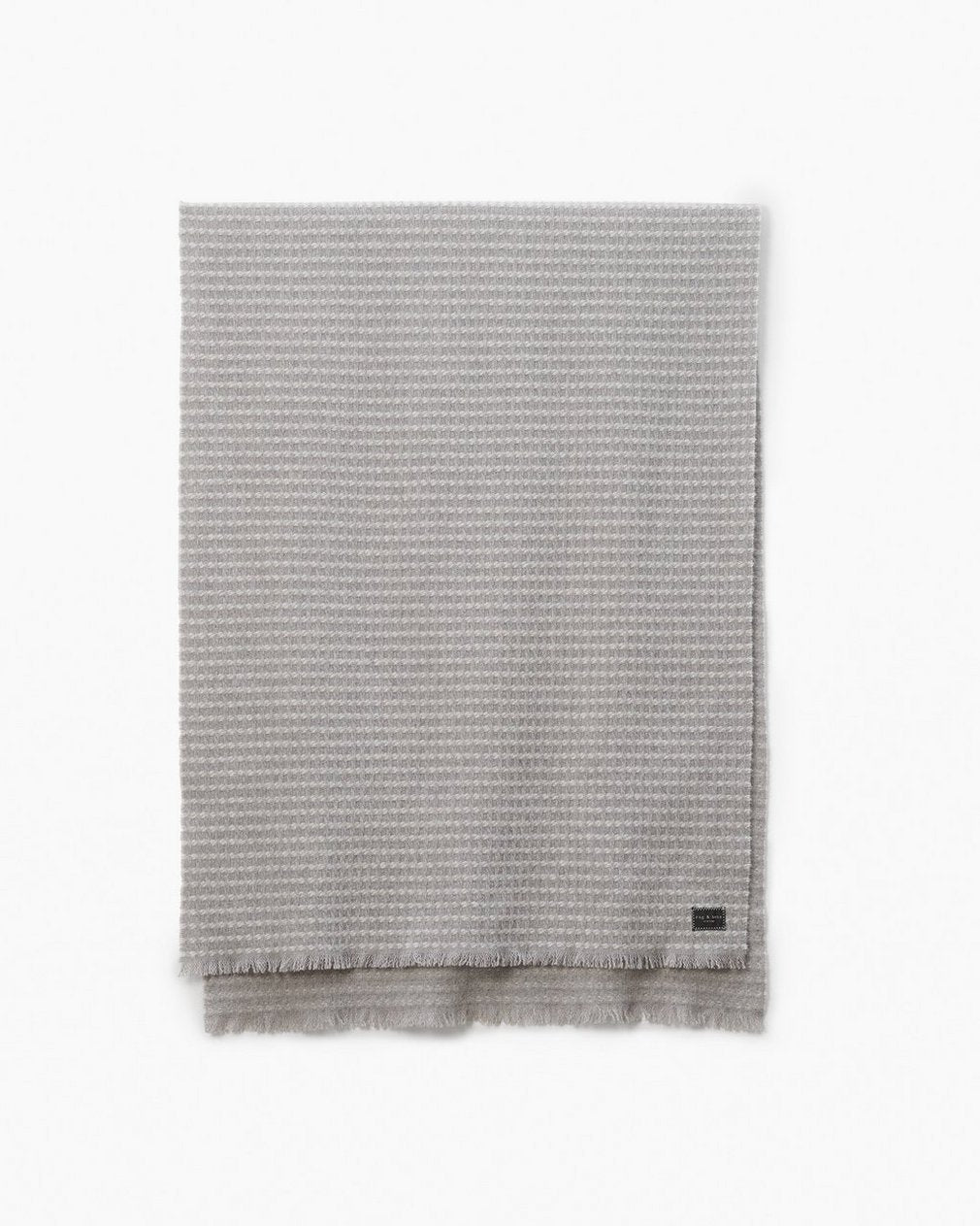 Joni Waffle-Knit Wool Scarf - Grey