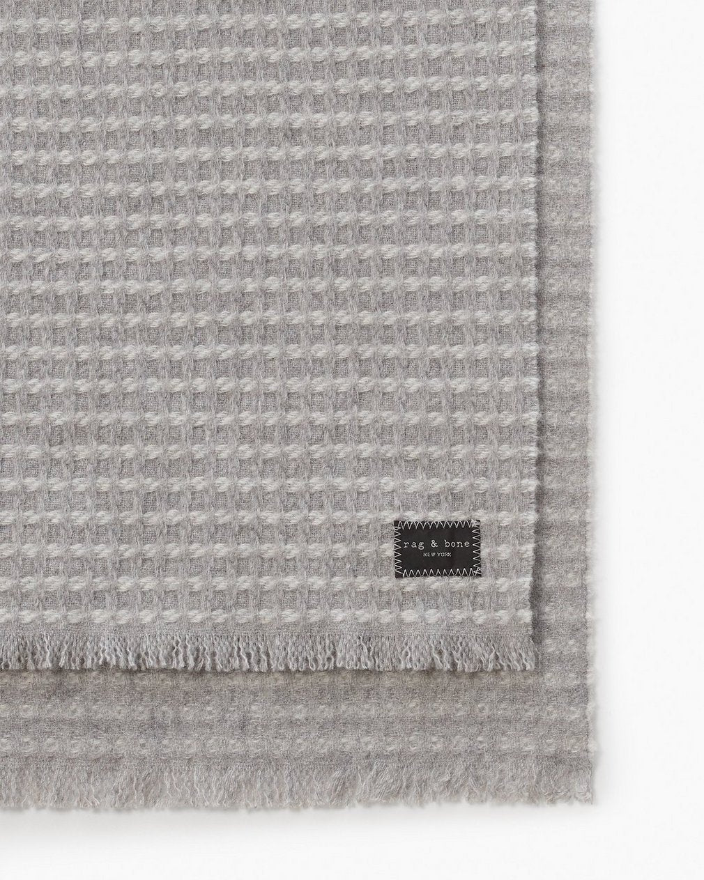 Joni Waffle-Knit Wool Scarf - Grey
