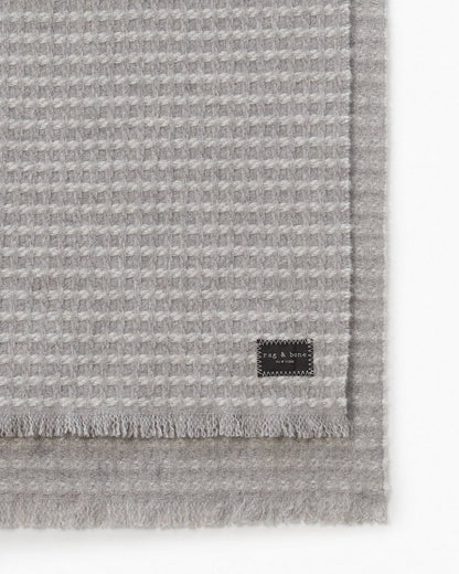 Joni Waffle-Knit Wool Scarf - Grey