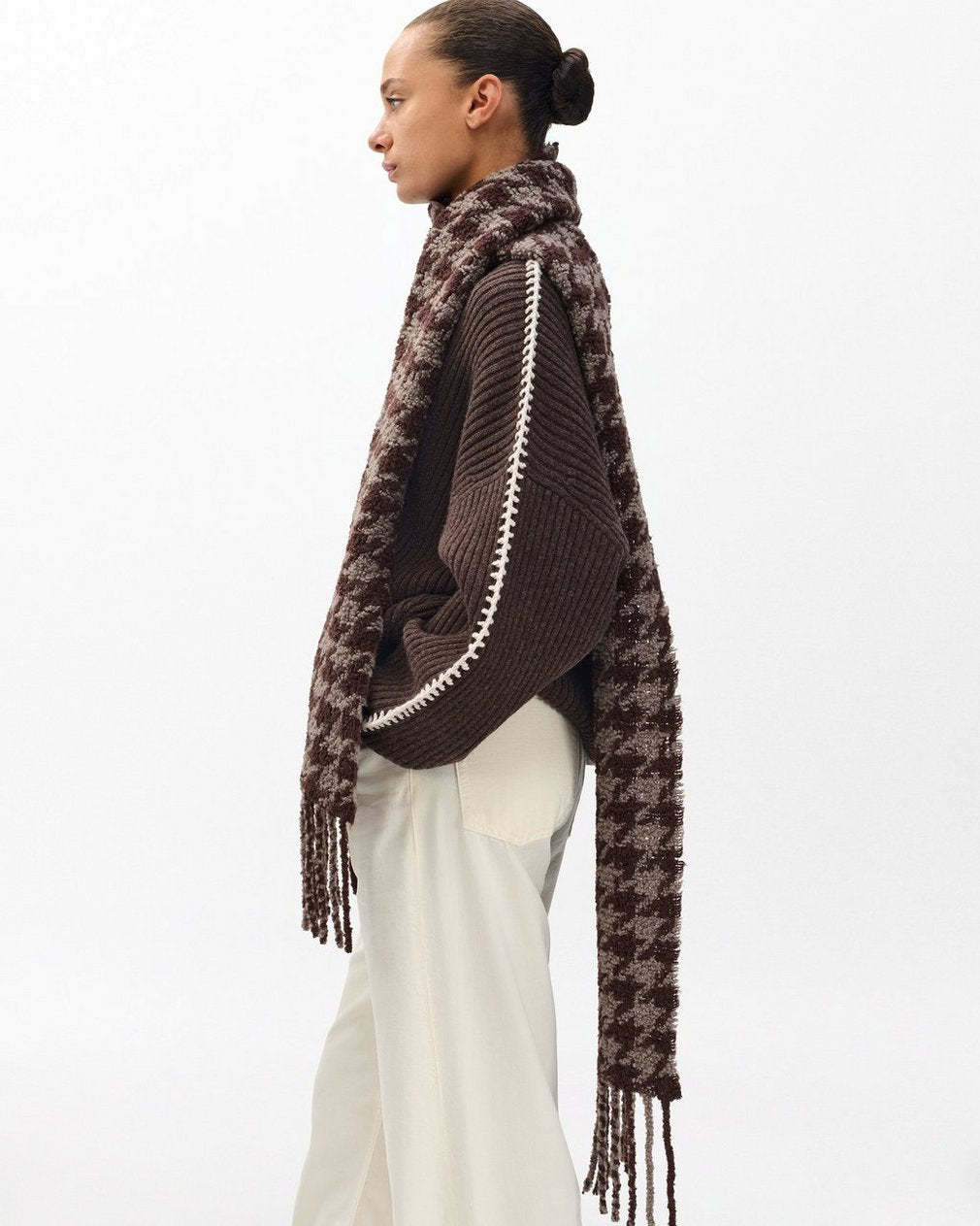 Nora Houndstooth Scarf - Dark Espresso Multi