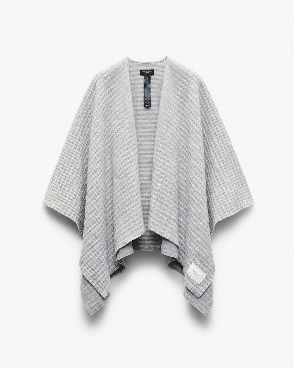 Joni Waffle-Knit Wool Poncho - Grey