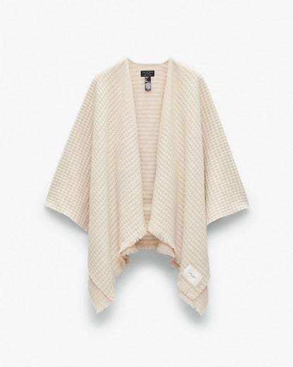 Joni Waffle-Knit Wool Poncho - Oatmeal