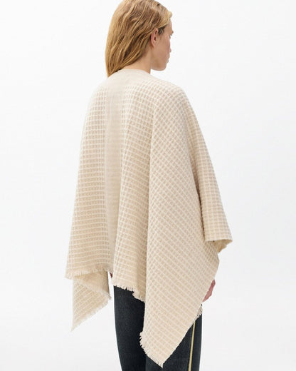 Joni Waffle-Knit Wool Poncho - Oatmeal