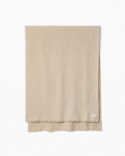 Joni Waffle-Knit Wool Scarf - Oatmeal