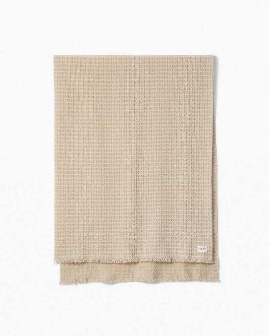 Joni Waffle-Knit Wool Scarf - Oatmeal