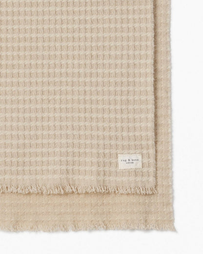 Joni Waffle-Knit Wool Scarf - Oatmeal