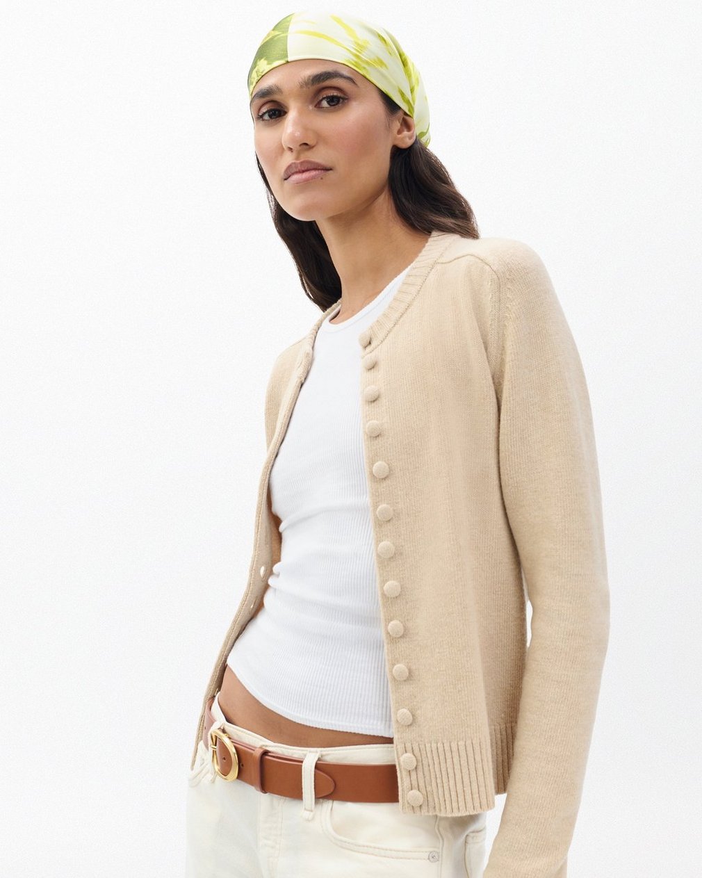 Kit Floral-Print Silk Bandana - Lime