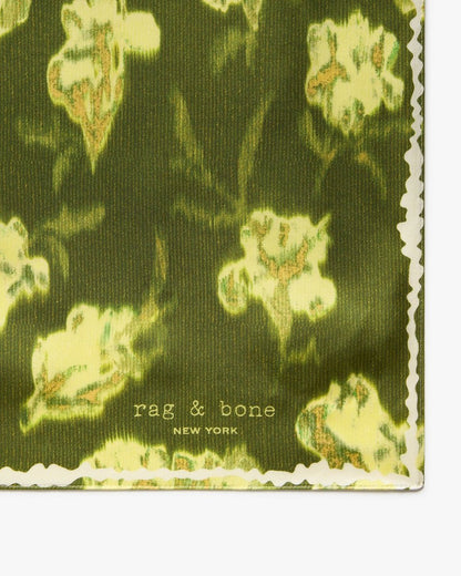 Kit Floral-Print Silk Bandana - Lime