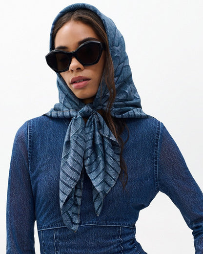 Miramar Silk Scarf - Indigo Knit