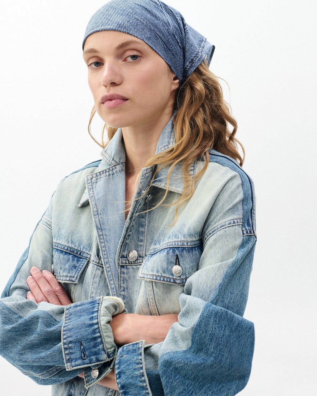 Miramar Silk Scarf - Light Wash Denim