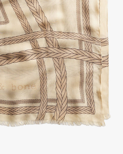 Braid-Print Modal-Cashmere Scarf - Greige