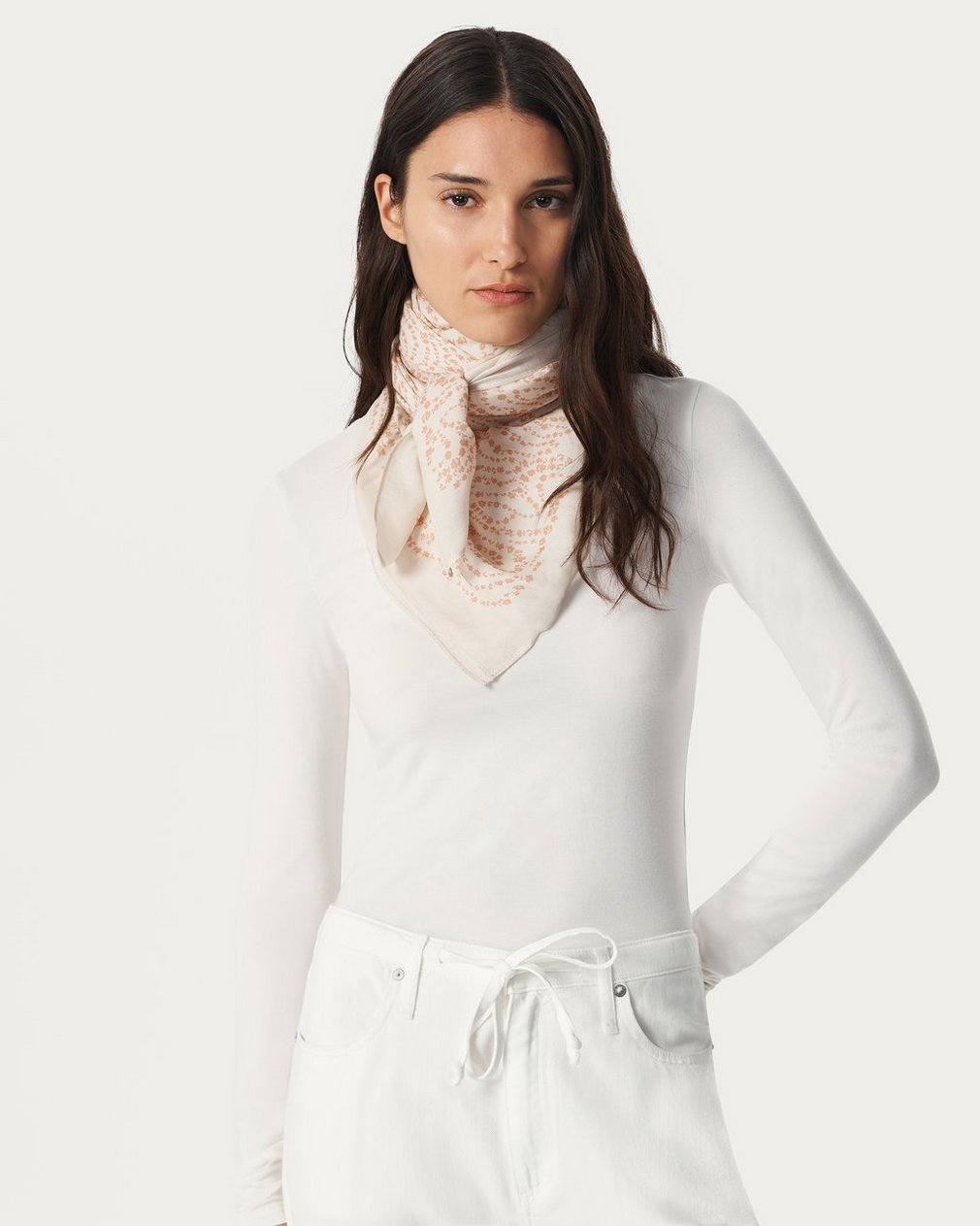 Miriam Floral-Print Scarf - Beige