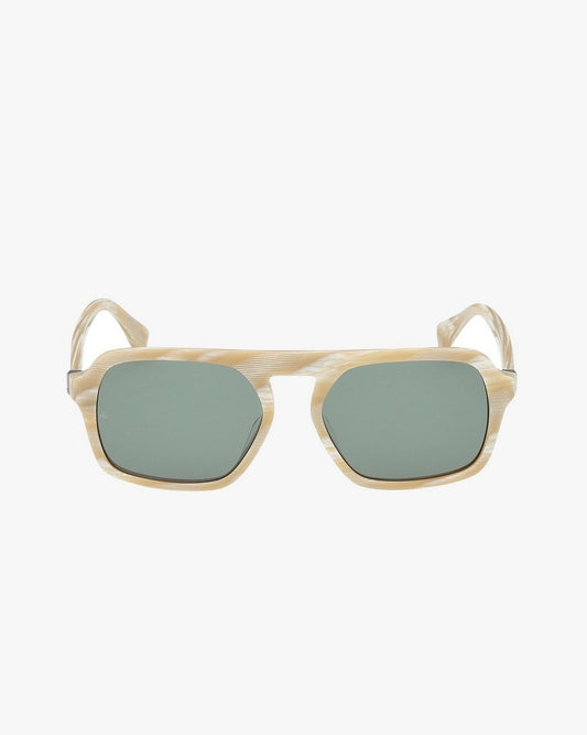 Marcus Square Aviator Sunglasses - Bone Green