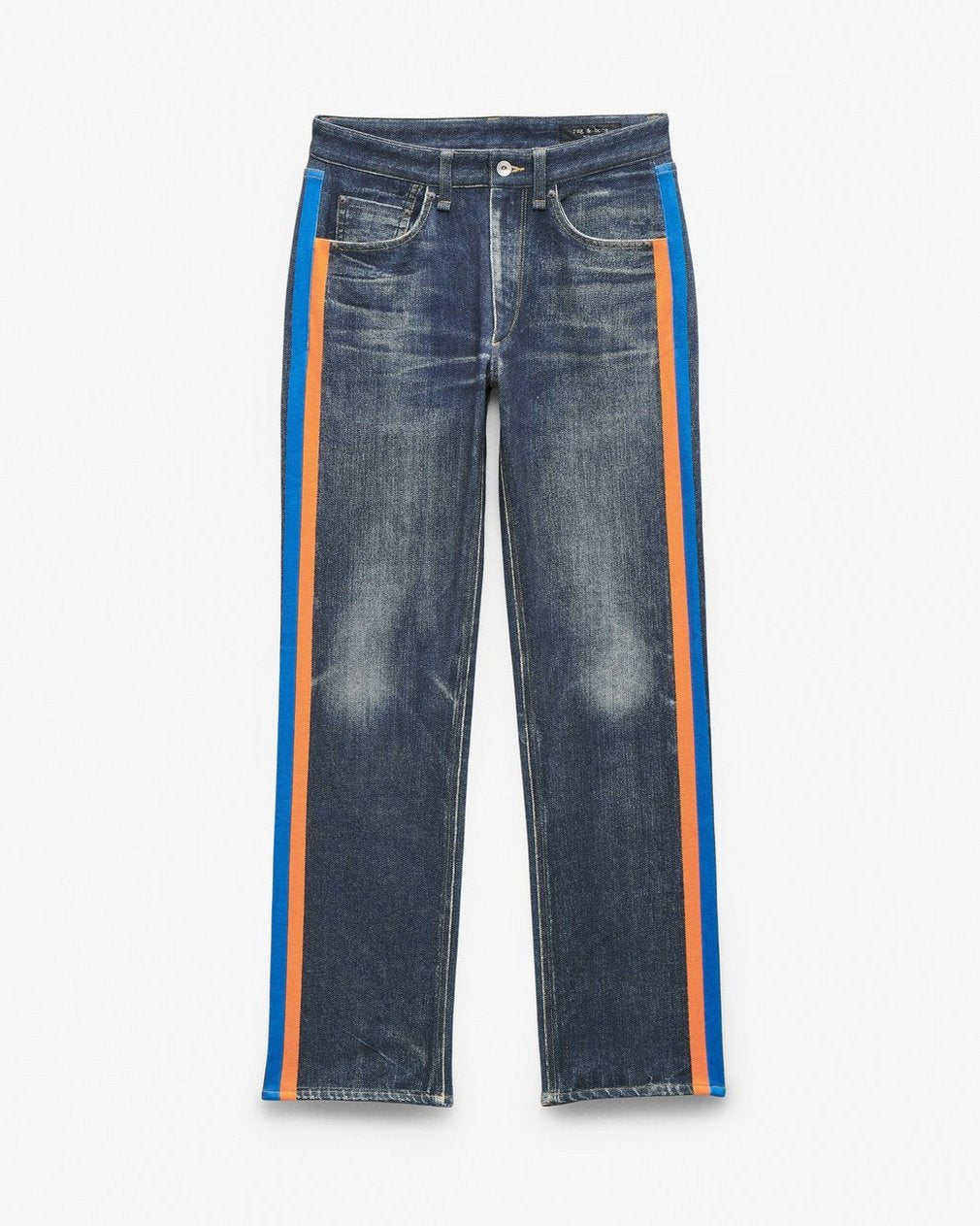 Miramar Fit 4 Sport Stripe Track Pants - Empire with Orange and Blue Stripe