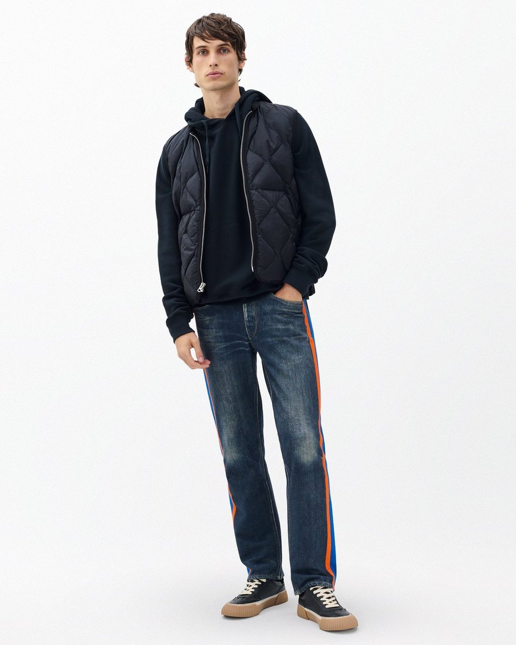 Miramar Fit 4 Sport Stripe Track Pants - Empire with Orange and Blue Stripe