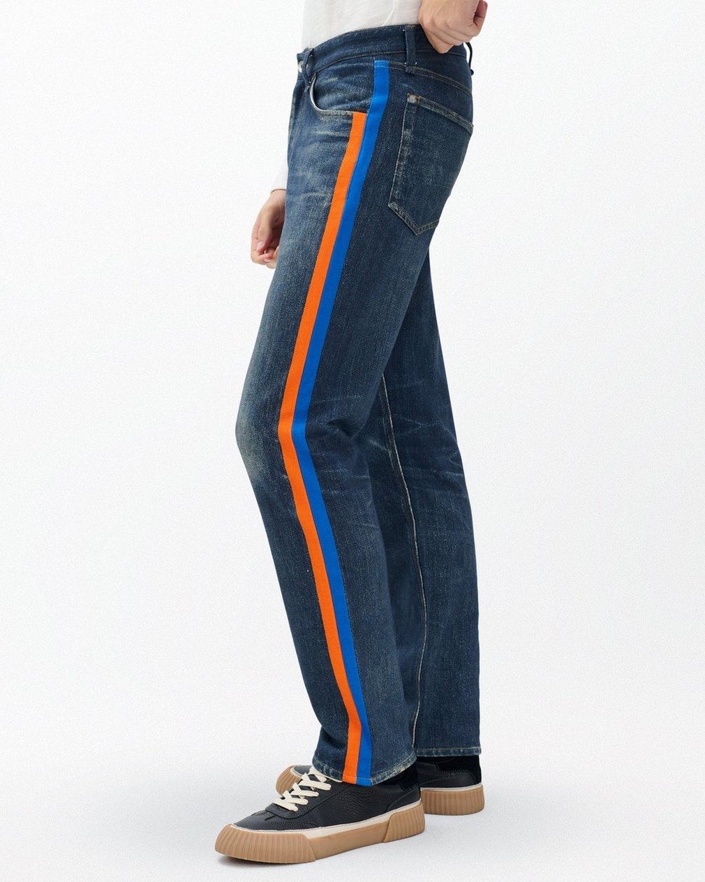 Miramar Fit 4 Sport Stripe Track Pants - Empire with Orange and Blue Stripe