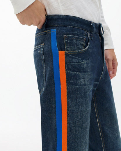 Miramar Fit 4 Sport Stripe Track Pants - Empire with Orange and Blue Stripe