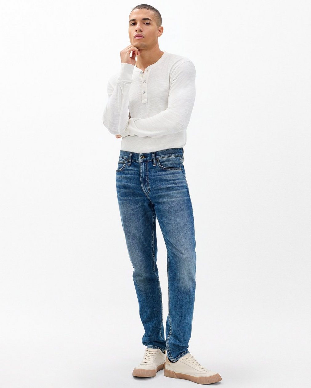 Fit 2 - Jared: Slim Fit Medium Indigo Authentic Stretch Jean