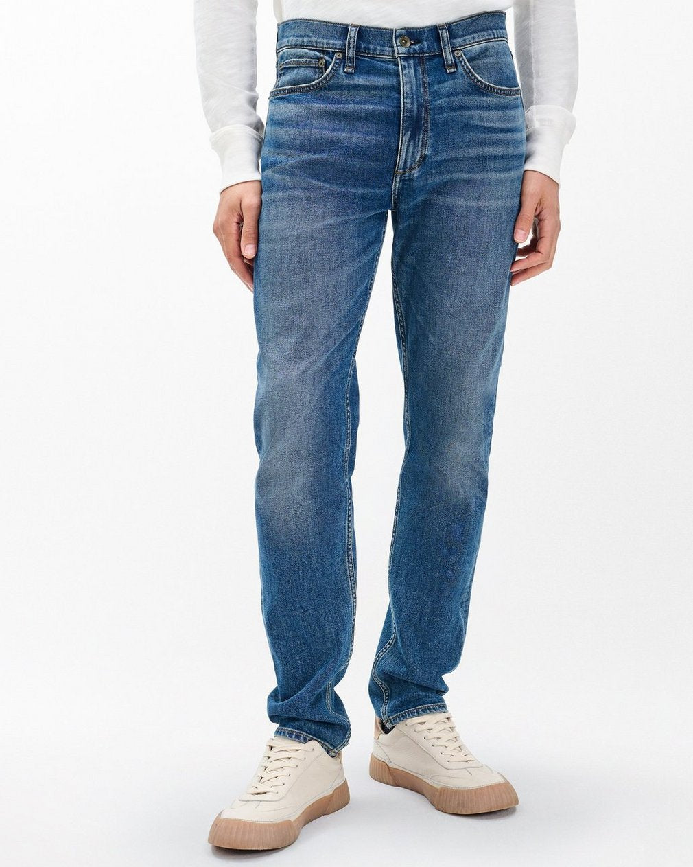 Fit 2 - Jared: Slim Fit Medium Indigo Authentic Stretch Jean