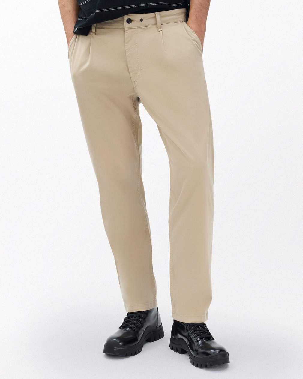 Evan Pleated Stretch Twill Chinos - Light Metal