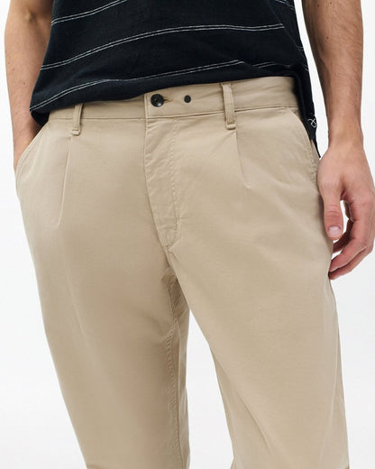 Evan Pleated Stretch Twill Chinos - Light Metal
