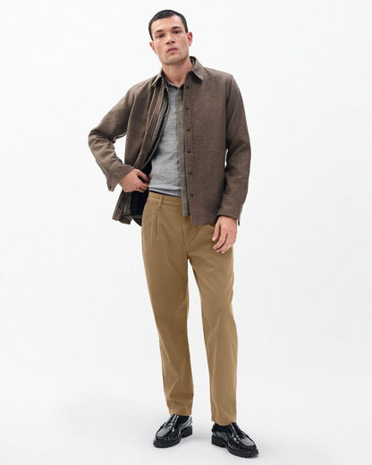Evan Pleated Stretch Twill Chinos - Bark