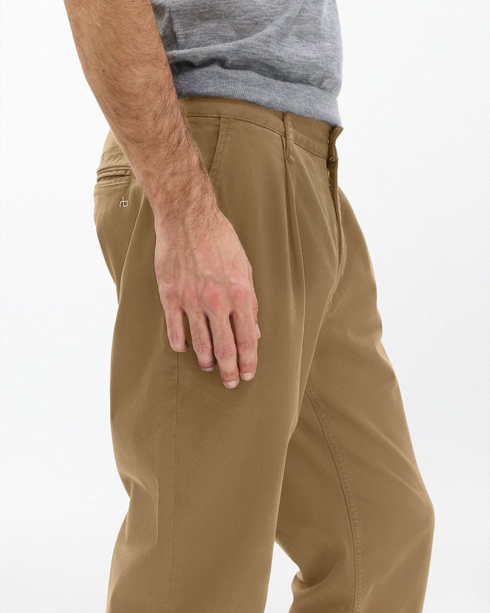 Evan Pleated Stretch Twill Chinos - Bark