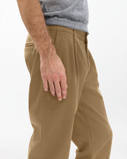 Evan Pleated Stretch Twill Chinos - Bark