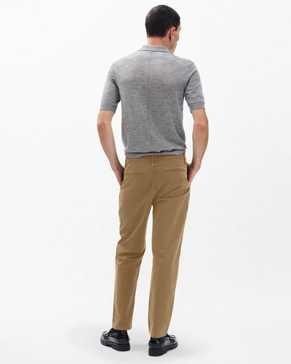 Evan Pleated Stretch Twill Chinos - Bark