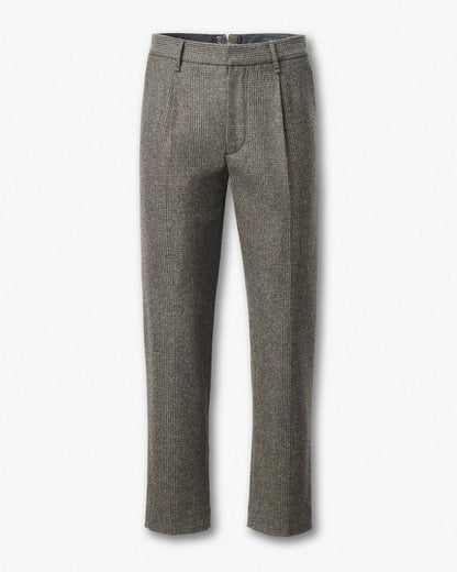 Evan British Plaid Wool Trousers - Brown Plaid