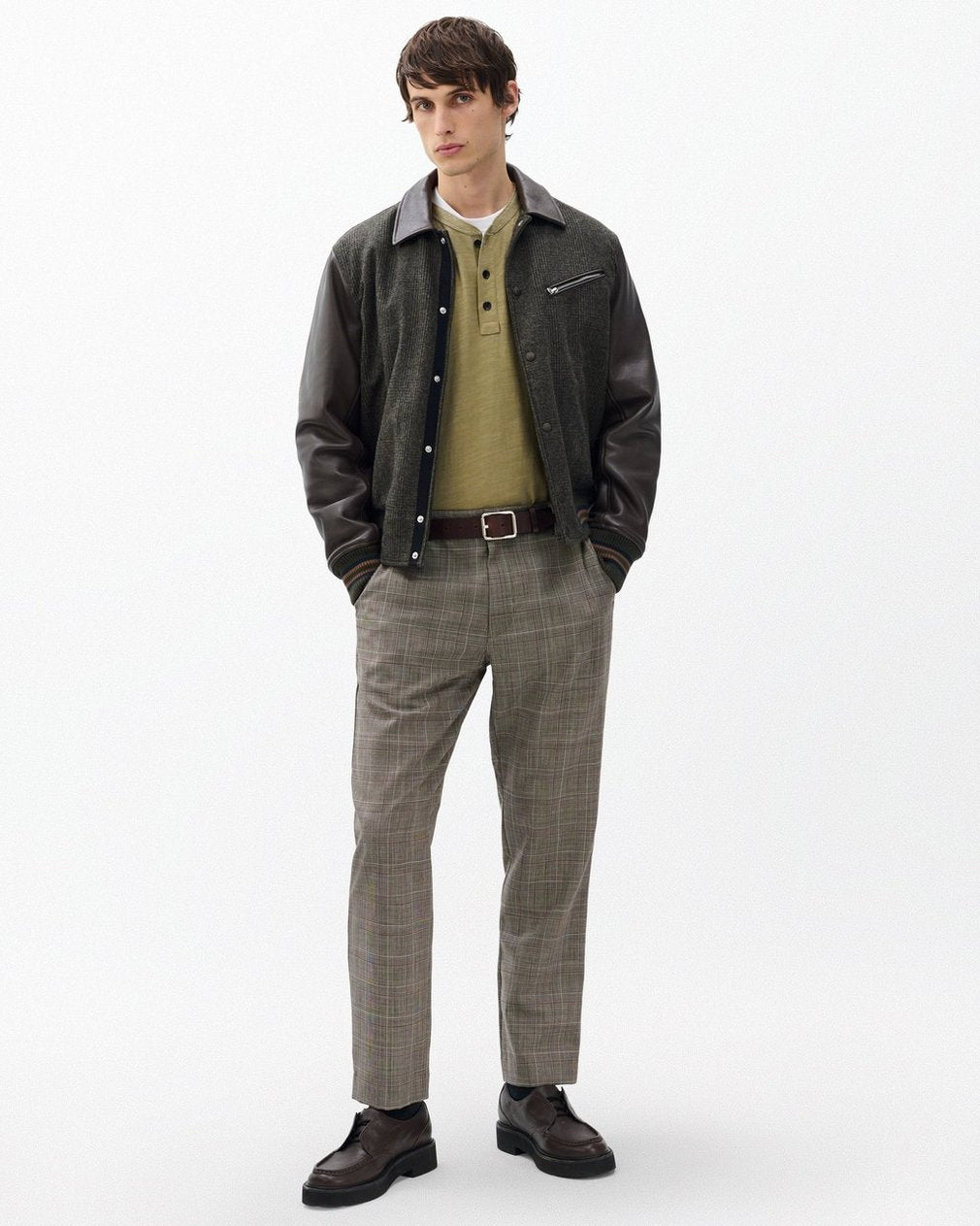 Evan Italian Plaid Wool Trousers - Grey Check