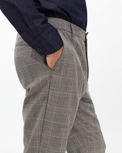 Evan Italian Plaid Wool Trousers - Grey Check