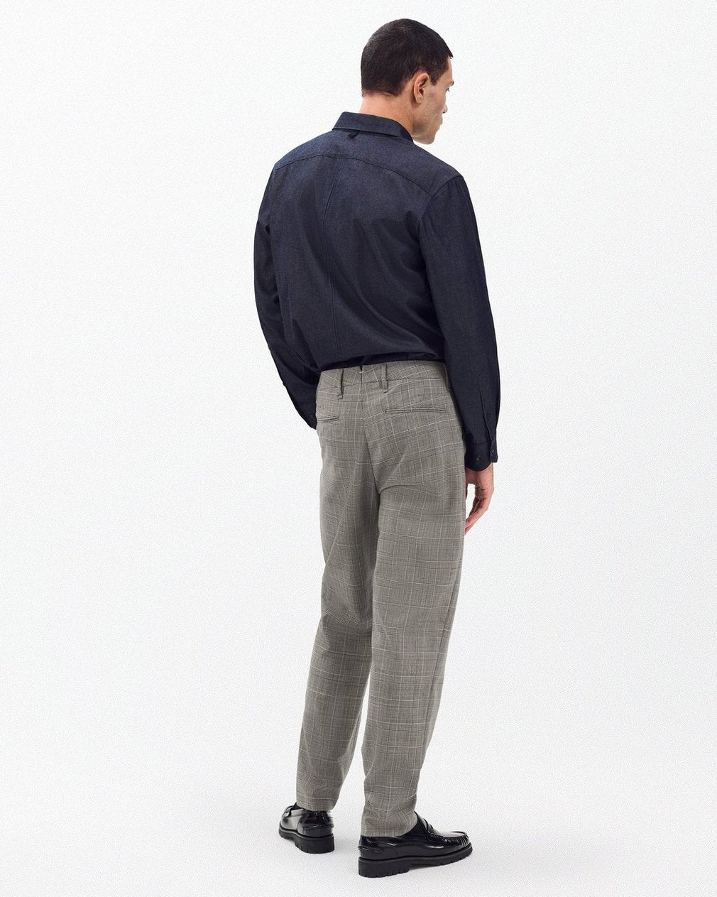 Evan Italian Plaid Wool Trousers - Grey Check