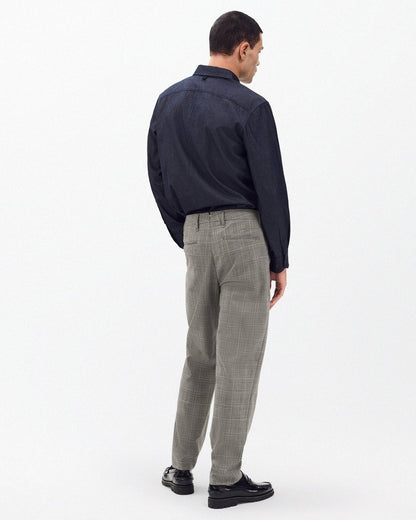 Evan Italian Plaid Wool Trousers - Grey Check