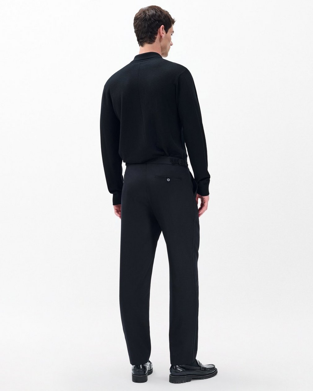 Evan British Wool Tuxedo Trousers - Black