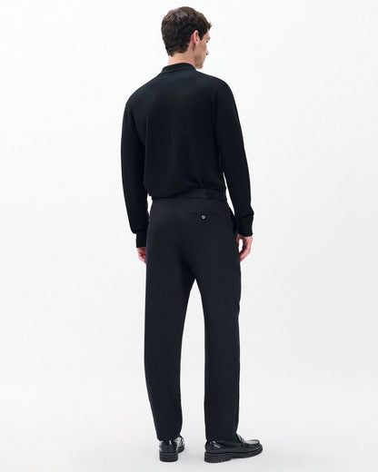 Evan British Wool Tuxedo Trousers - Black