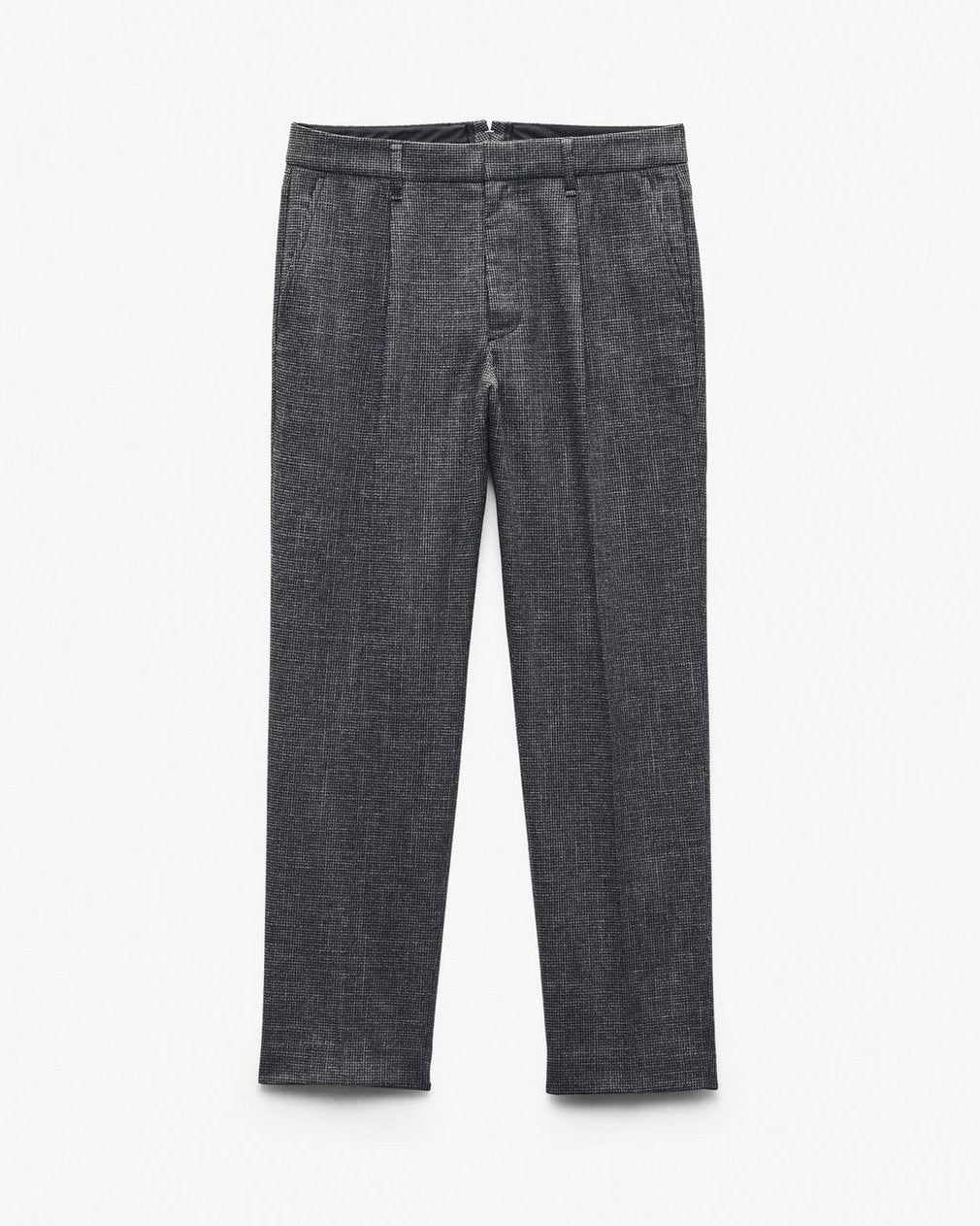 Evan Pleated Italian Houndstooth Trousers - Black/Grey