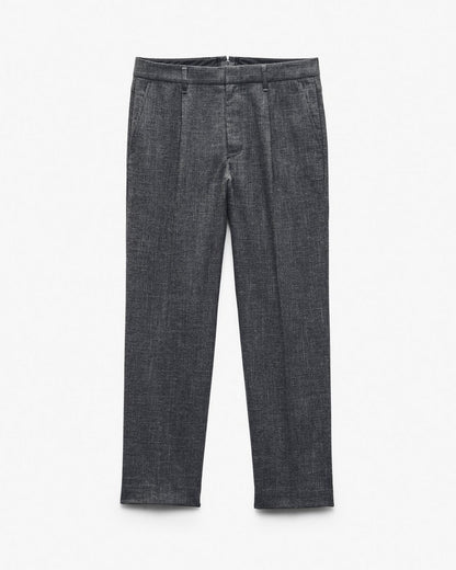 Evan Pleated Italian Houndstooth Trousers - Black/Grey