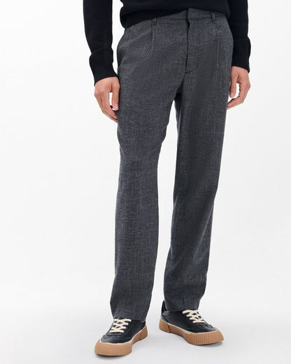 Evan Pleated Italian Houndstooth Trousers - Black/Grey