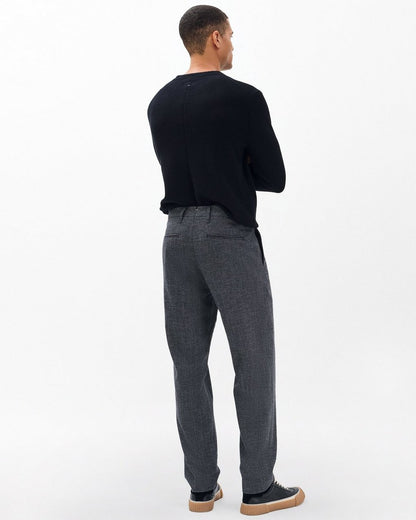 Evan Pleated Italian Houndstooth Trousers - Black/Grey
