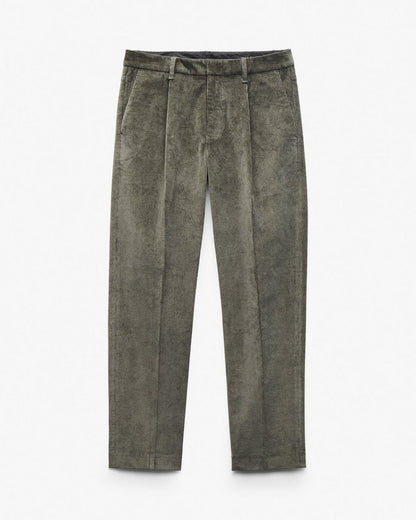 Evan Pleated Corduroy Trousers - Dark Shadow