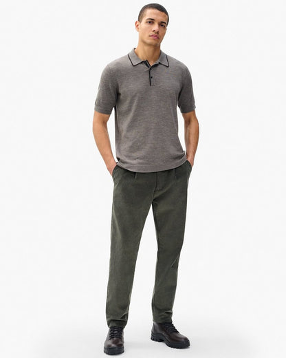 Evan Pleated Corduroy Trousers - Dark Shadow