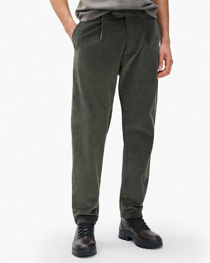 Evan Pleated Corduroy Trousers - Dark Shadow