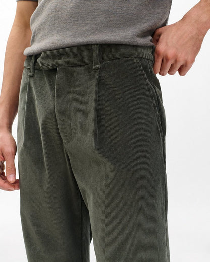 Evan Pleated Corduroy Trousers - Dark Shadow