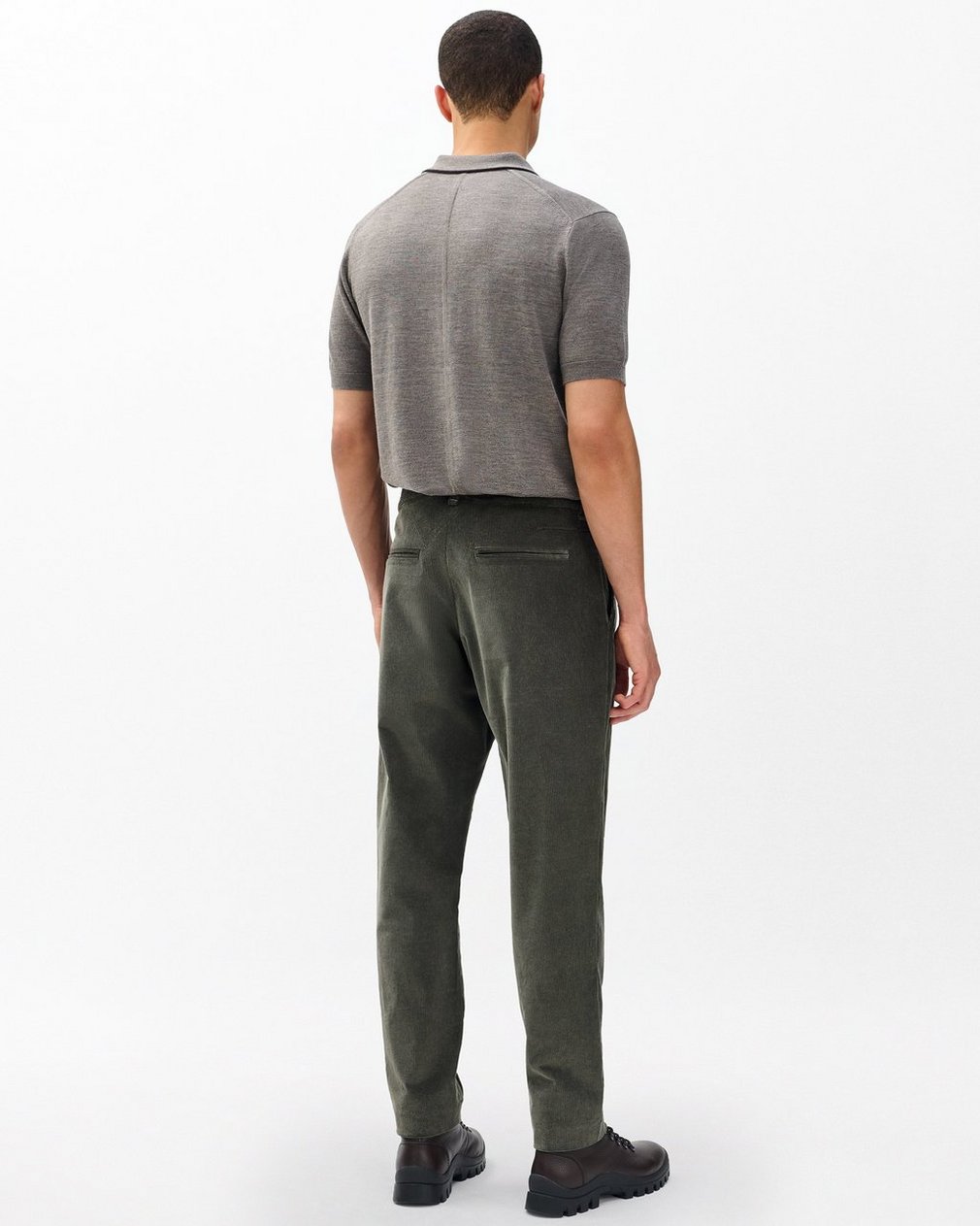 Evan Pleated Corduroy Trousers - Dark Shadow