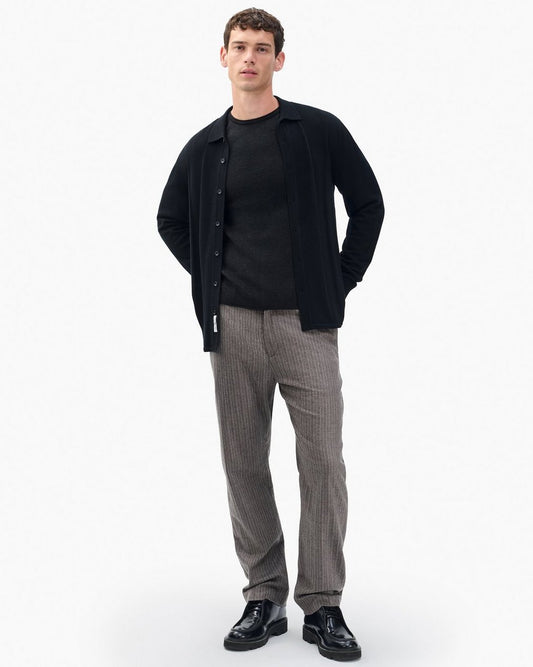 Evan Italian Flannel Trousers - Mink Stripe