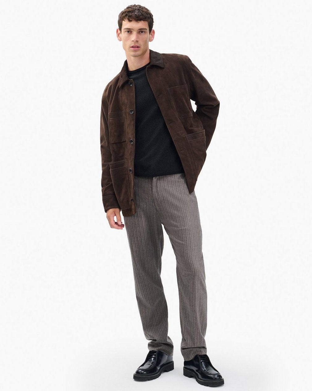 Evan Italian Flannel Trousers - Mink Stripe