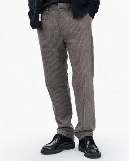 Evan Italian Flannel Trousers - Mink Stripe
