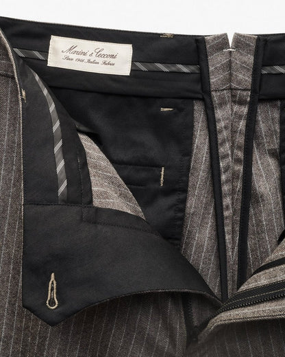 Evan Italian Flannel Trousers - Mink Stripe